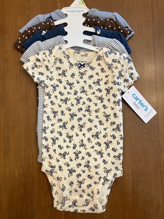Carter's Other - Carter's Baby Floral Short-Sleeve Five-Piece Bodysuit Set- Cream, Blue, Brown